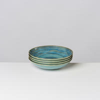 SUPPENTELLERSET TIEFER SEE 4-teilig  - Blau/Grün, Basics, Keramik (22,2/5cm) - Gipfelstück