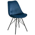 STUHL   Samt  Dunkelblau  - Schwarz/Dunkelblau, Trend, Textil/Metall (48,5/85,5/54cm) - Carryhome