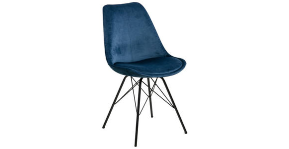 STUHL   Samt  Dunkelblau  - Schwarz/Dunkelblau, Trend, Textil/Metall (48,5/85,5/54cm) - Carryhome