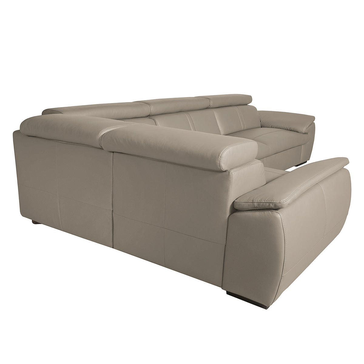 ECKSOFA Hellgrau Echtleder  - Wengefarben/Hellgrau, Design, Leder/Holz (193/265cm) - Livetastic