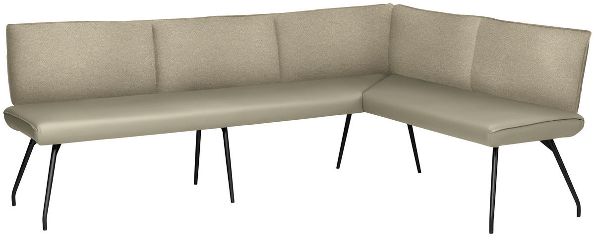 ECKBANK 225/165 cm  in Creme  - Creme/Schwarz, Design, Textil/Metall (225/165cm) - Moderano