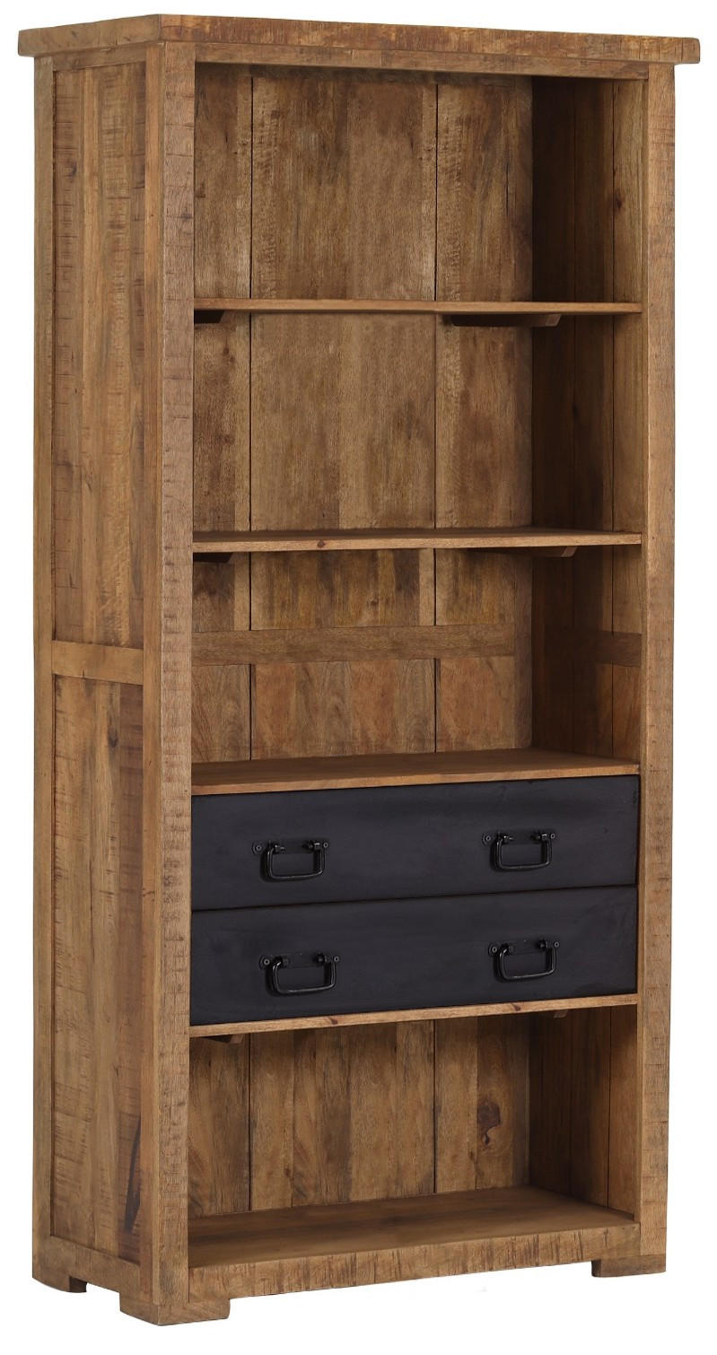 REGAL Mangoholz massiv Braun  - Schwarz/Braun, LIFESTYLE, Holz/Metall (95/190/45cm) - Landscape