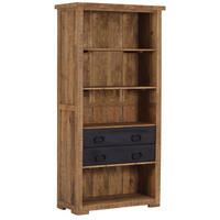 REGAL Mangoholz massiv Braun  - Schwarz/Braun, LIFESTYLE, Holz/Metall (95/190/45cm) - Landscape