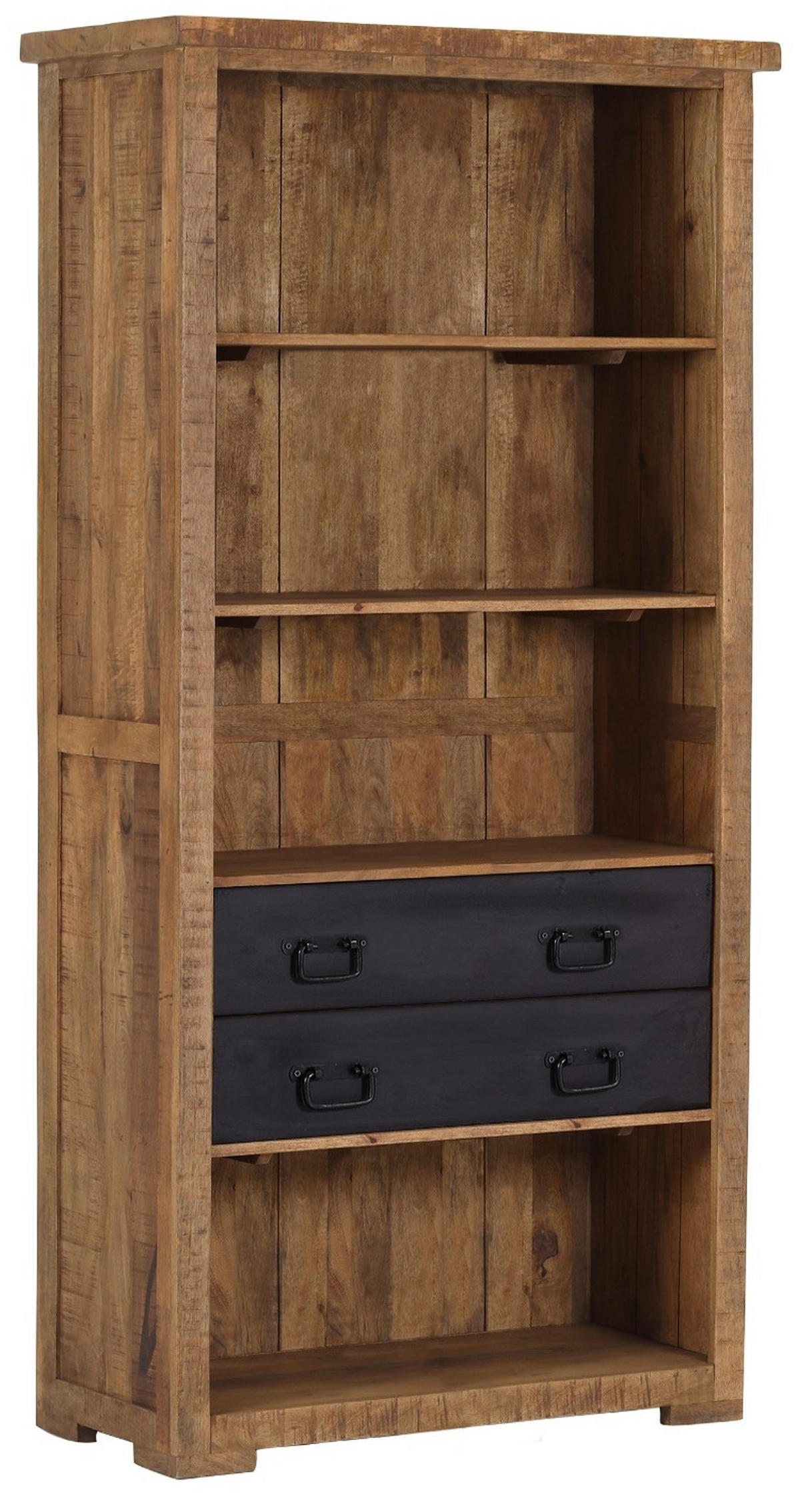 REGAL Mangoholz massiv Braun  - Schwarz/Braun, LIFESTYLE, Holz/Metall (95/190/45cm) - Landscape