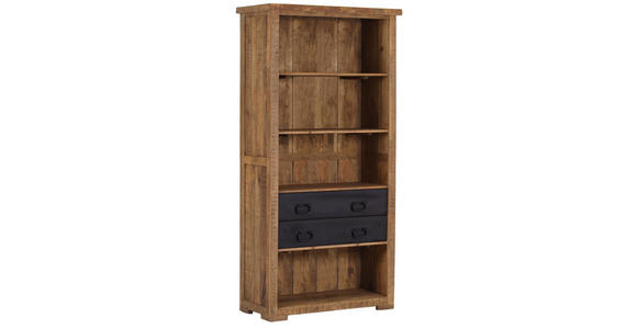 REGAL Mangoholz massiv Braun - Schwarz/Braun, LIFESTYLE, Holz/Metall (95/190/45cm) - Landscape