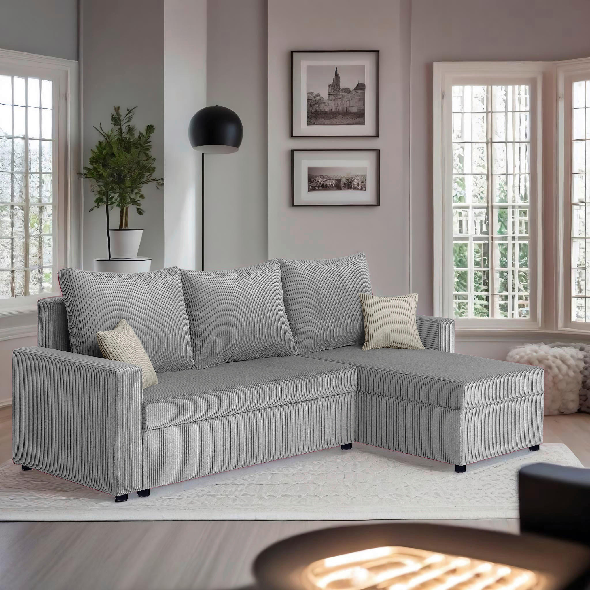 ECKSOFA Taupe  - Taupe/Schwarz, Design, Kunststoff/Textil (228/147cm) - P & B