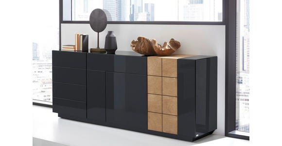 SIDEBOARD Quadra Quadra Eichefarben, Dunkelgrau 210/86/47 cm - Eichefarben/Dunkelgrau, Design, Holzwerkstoff (210/86/47cm) - Ambiente