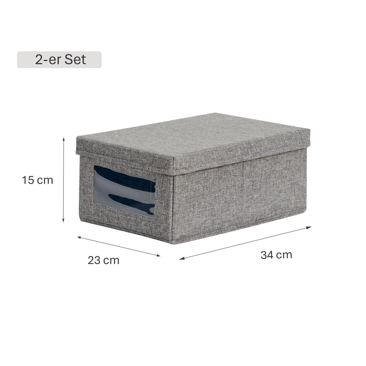 SCHUHBOX - Grau, Basics, Holzwerkstoff/Textil (34/23/15cm) - Store It