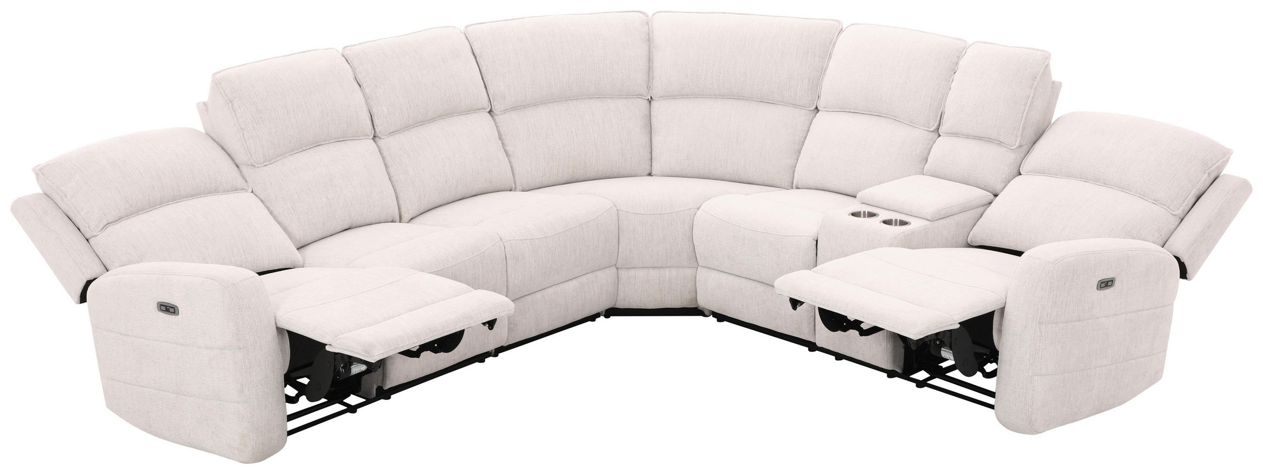 ECKSOFA Weiß Leinenoptik  - Schwarz/Weiß, KONVENTIONELL, Holz/Kunststoff (240/102/265cm) - Livetastic