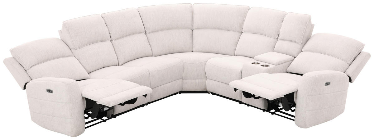 ECKSOFA Weiß Leinenoptik  - Schwarz/Weiß, KONVENTIONELL, Holz/Kunststoff (240/102/265cm) - Livetastic
