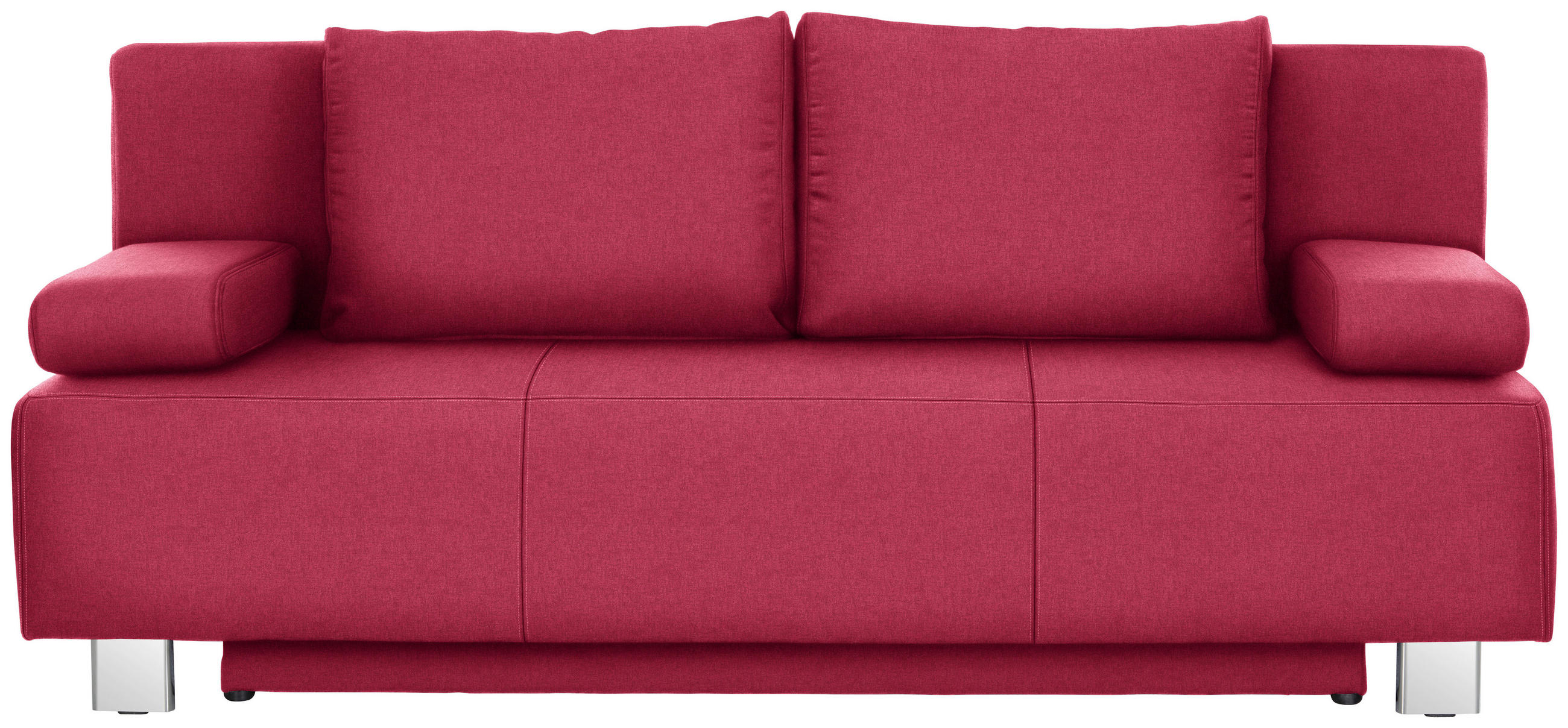 SCHLAFSOFA in Webstoff Rot  - Chromfarben/Rot, Design, Textil/Metall (197/88/89cm) - Xora