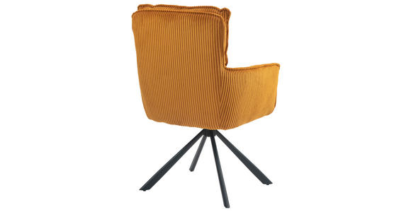 ARMLEHNSTUHL in Eisen Cord - Currygelb/Schwarz, Design, Textil/Metall (62/95/67cm) - Novel