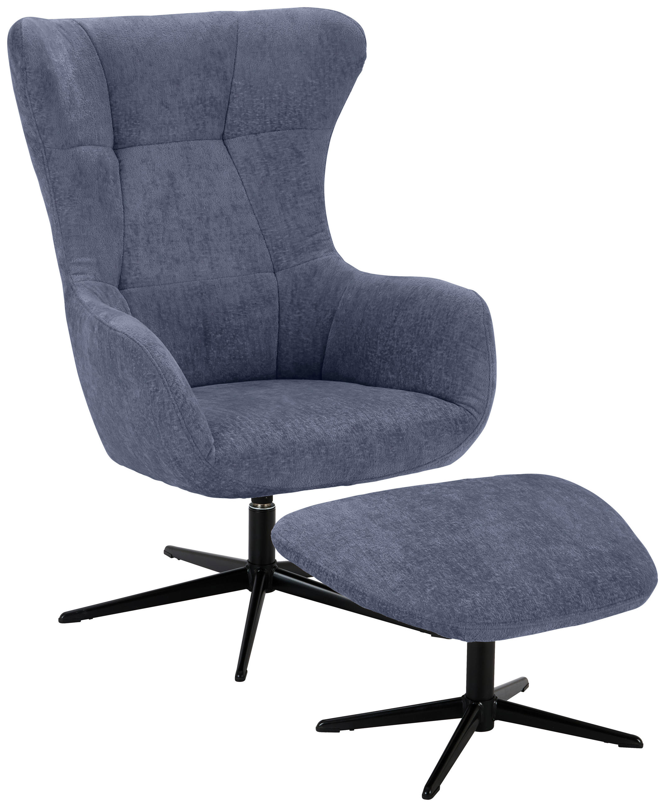 RELAXSESSELSET Chenille Hocker    - Schwarz/Graphitfarben, Design, Textil/Metall (73/107/80cm) - Welnova