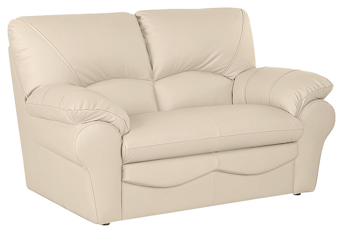 2-SITZER-SOFA in Echtleder Beige  - Beige/Schwarz, Design, Leder/Kunststoff (150/92/85cm) - Livetastic
