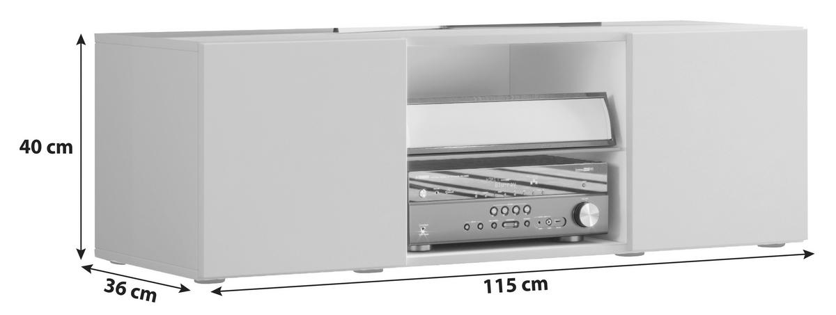 TV-ELEMENT  in 115/40/36 cm  - Weiss/Schwarz, Konventionell, Glas/Holzwerkstoff (115/40/36cm) - MID.YOU