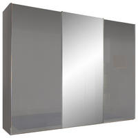 SCHWEBETÜRENSCHRANK in Grau  - Chromfarben/Grau, Basics, Glas/Holzwerkstoff (280/222/68cm) - Moderano