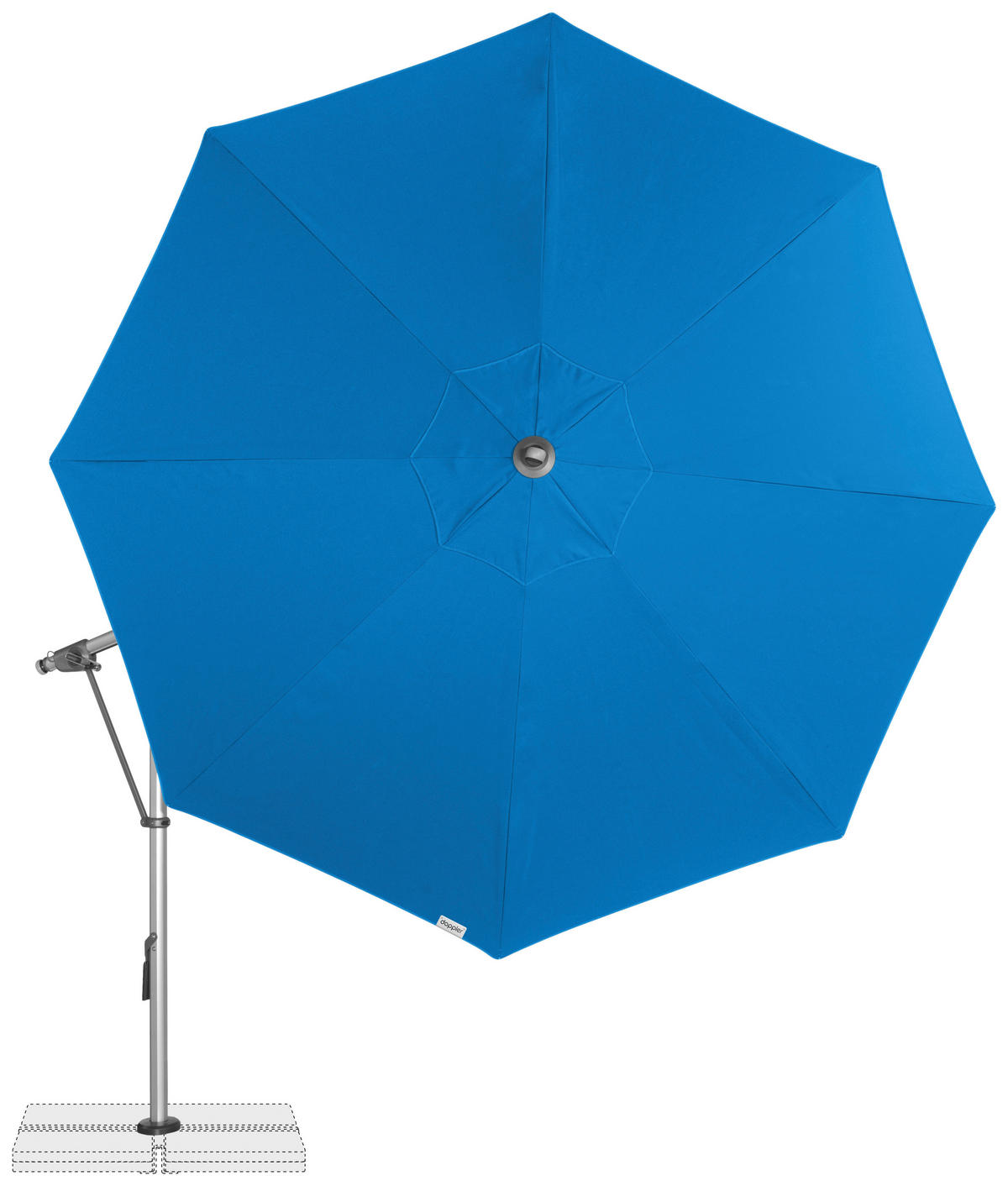 AMPELSCHIRM 350 cm Blau  - Blau/Silberfarben, Basics, Textil/Metall (350/350cm) - Doppler