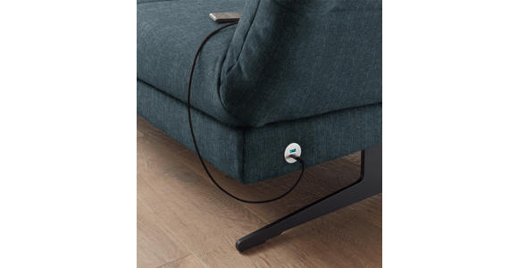 ECKSOFA Petrol Flachgewebe  - Petrol/Schwarz, Design, Textil/Metall (176-217/279-327cm) - Dieter Knoll