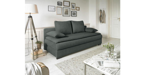 SCHLAFSOFA Samt Dunkelgrau  - Dunkelgrau/Schwarz, KONVENTIONELL, Kunststoff/Textil (207/94/90cm) - Carryhome