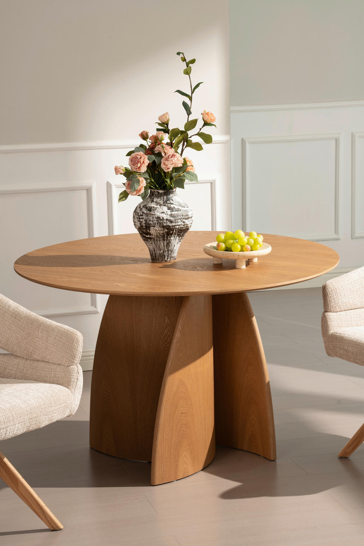 ESSTISCH Echtholz, Nachbildung  Holz, Holzwerkstoff rund Eichefarben  - Eichefarben, MODERN, Holz/Holzwerkstoff (120/75cm) - Livetastic