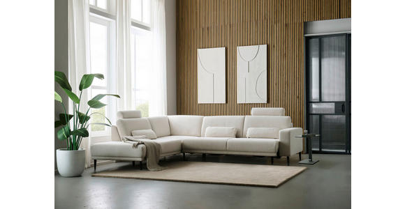 ECKSOFA Dieter Knoll Beige Chenille  - Beige/Schwarz, Design, Textil/Metall (254/303cm) - Dieter Knoll