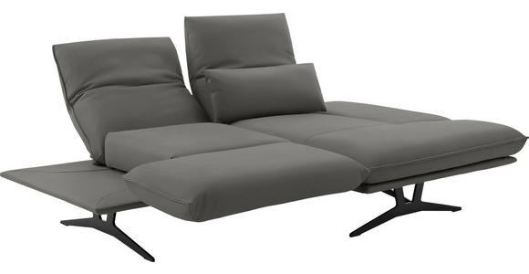 ECKSOFA in Echtleder Hellgrau  - Hellgrau/Schwarz, Design, Leder/Metall (210/130cm) - Dieter Knoll