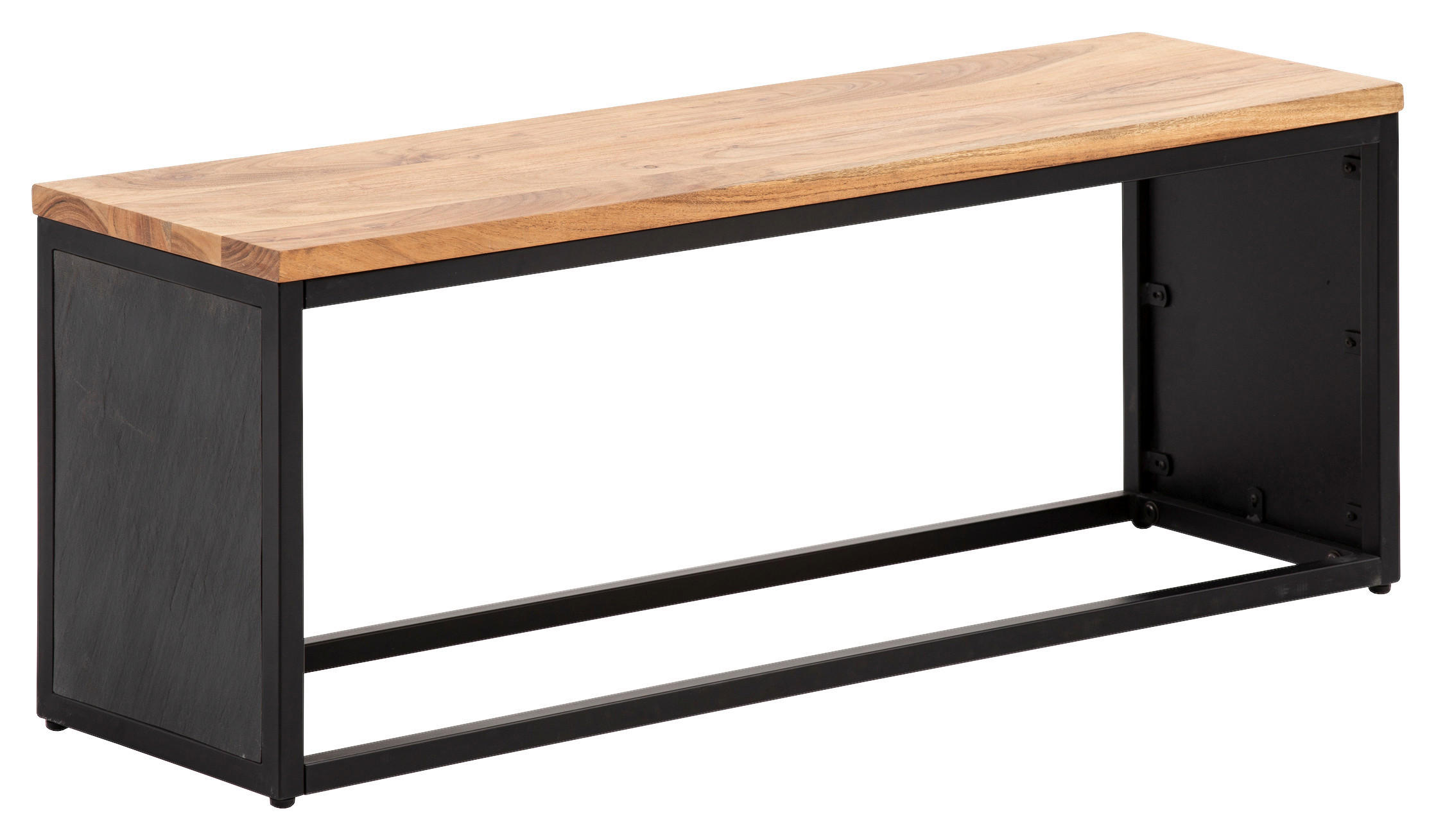 SITZBANK 120/45/35 cm Schwarz Akazie massiv Metall, Kunststoff, Holzwerkstoff  - Schwarz/Akaziefarben, LIFESTYLE, Holz/Holzwerkstoff (120/45/35cm) - MID.YOU
