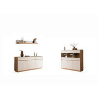WOHNWAND 3-teilig  in Eiche Artisan   - Kaschmir/Eiche Artisan, Design, Glas/Holzwerkstoff - MID.YOU