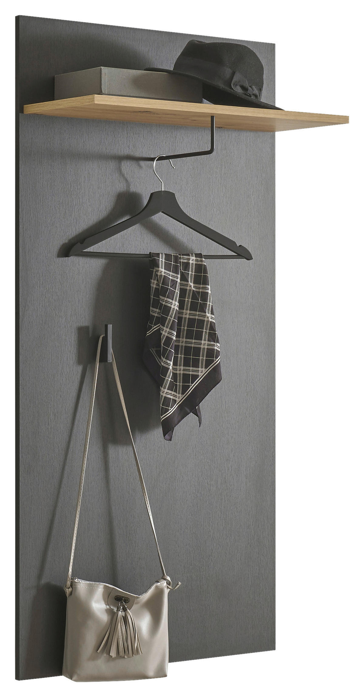 GARDEROBENPANEEL  in 64/130/28 cm  - Schwarz/Eiche Artisan, Design, Holzwerkstoff (64/130/28cm) - Carryhome