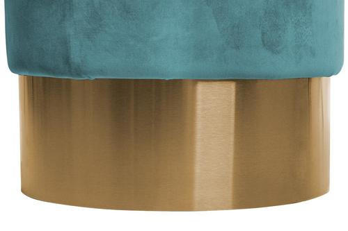 HOCKER in Holz, Textil, Holzwerkstoff Petrol  - Goldfarben/Petrol, Basics, Holz/Holzwerkstoff (35/42cm) - Kayoom