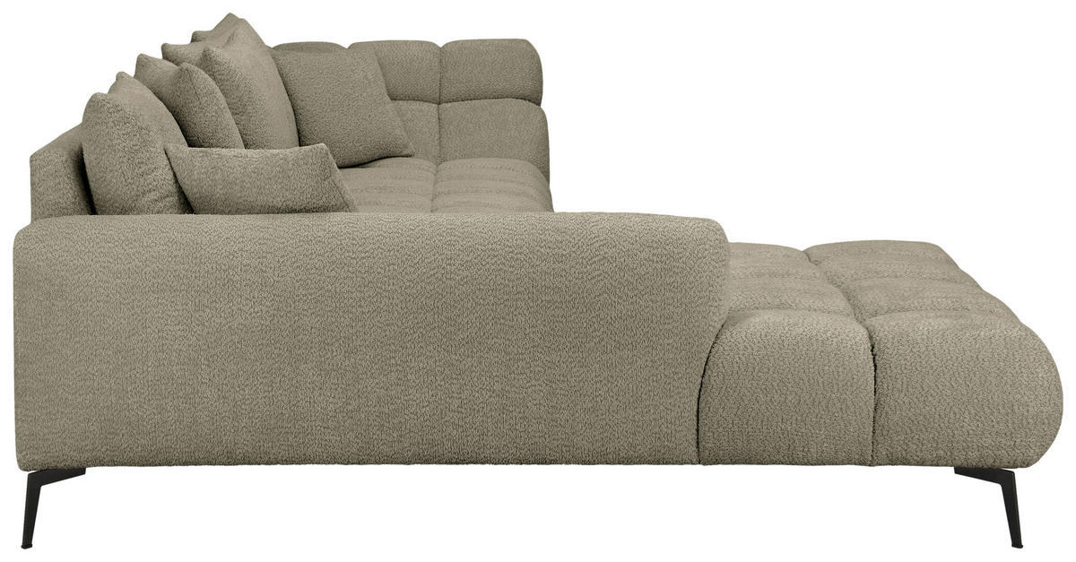 ECKSOFA Graubraun Bouclé Zierkissen, Rückenkissen, Rücken echt  - Graubraun/Schwarz, MODERN, Textil/Metall (217/318cm) - Carryhome