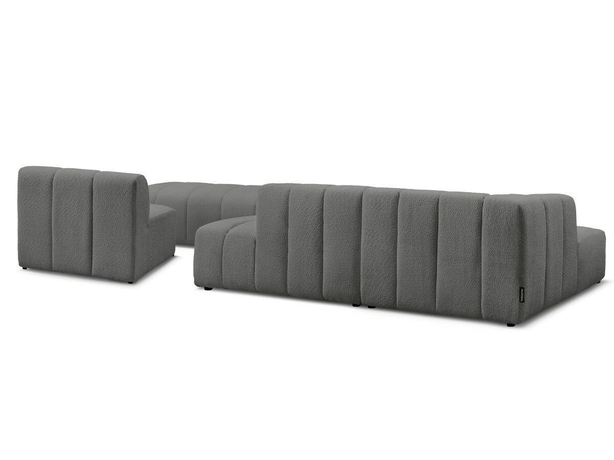 ECKSOFA Ottomane links  ANNECY Dunkelgrau Bouclé  - Dunkelgrau/Schwarz, MODERN, Kunststoff/Textil (170/262cm)