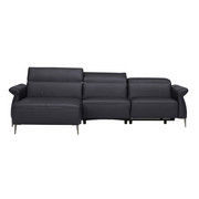 SEDEŽNA GARNITURA, črna usnje - črna/krom, Design, kovina/usnje (170/309cm) - Dieter Knoll