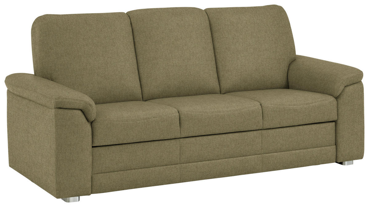 3-SITZER-SOFA Chenille Schilfgrün  - Schilfgrün/Alufarben, Konventionell, Textil/Metall (208/96/89cm) - Beldomo Comfort