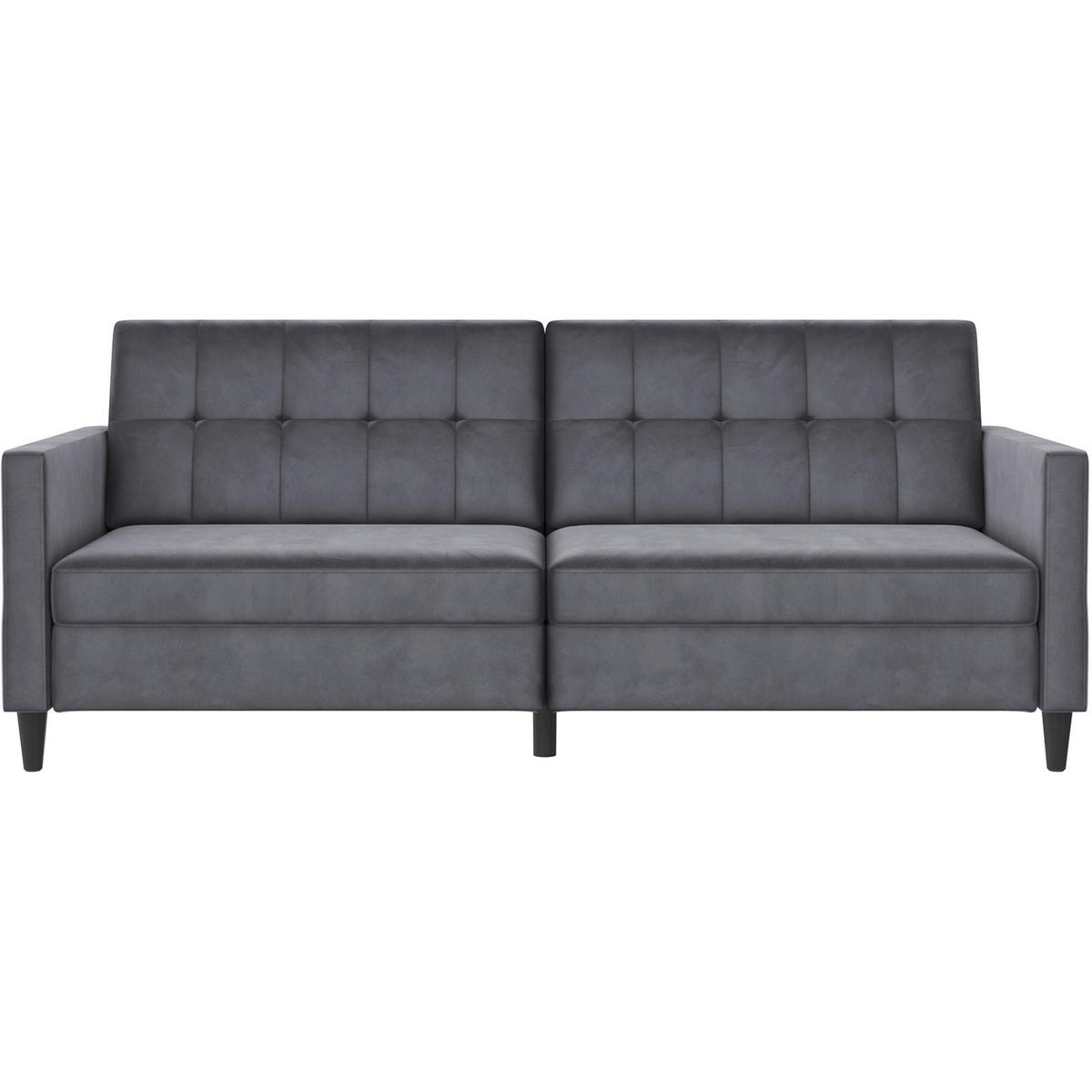 SCHLAFSOFA HANNOVER in Samt Anthrazit Vintage, Skandinavisch, Modern  - Anthrazit/Schwarz, Basics, Kunststoff/Textil (203/82/83cm) - Livetastic