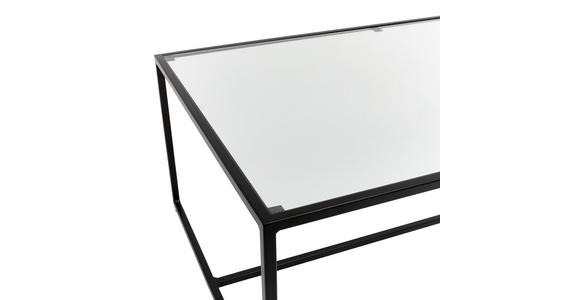 COUCHTISCH in Metall, Glas 100/60/36 cm  - Schwarz, Design, Glas/Metall (100/60/36cm) - Novel