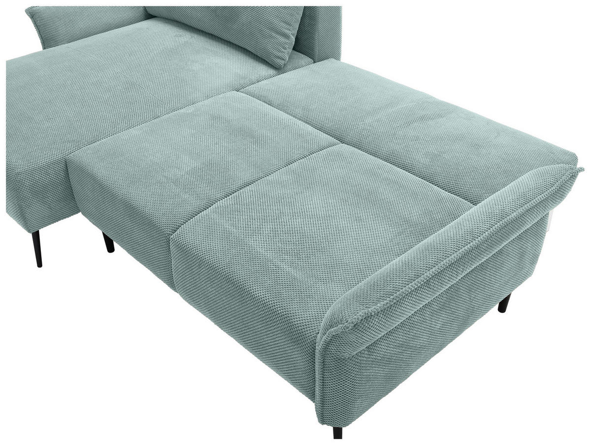 ECKSOFA in Chenille Mintgrün  - Schwarz/Mintgrün, Konventionell, Textil/Metall (164/255cm) - Carryhome