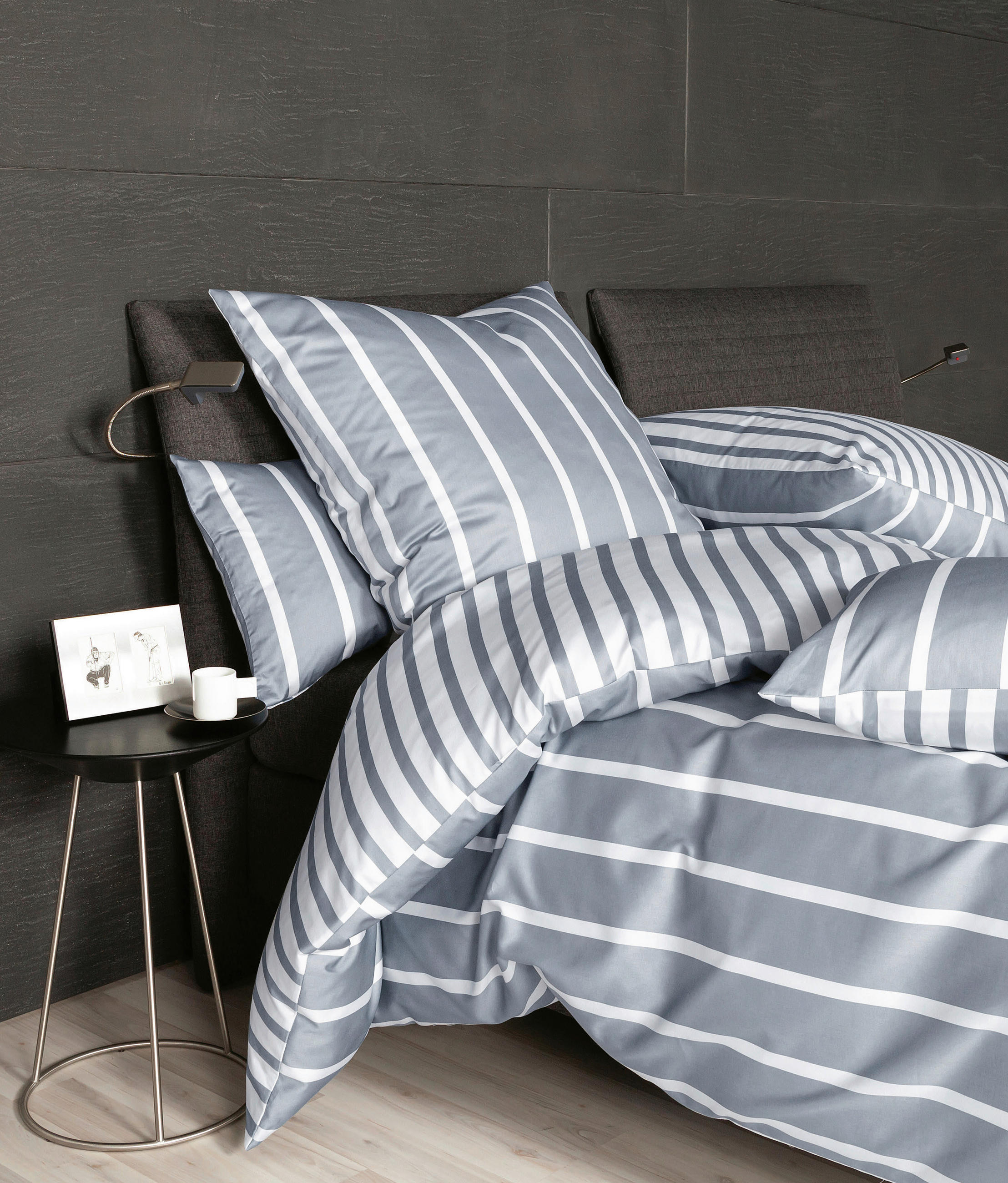 BETTWÄSCHE GENTANO Makosatin 155/200 cm  - Platinfarben/Weiß, Design, Textil (155/200cm) - Janine