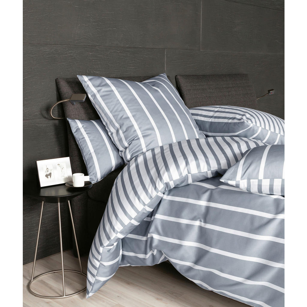 Thumbnail - Janine Bettwäsche Gentano, Weiß, Platin, Textil, Streifen, 155x220 cm, Textiles Vertrauen - Oeko-Tex®, bügelfrei, pflege...