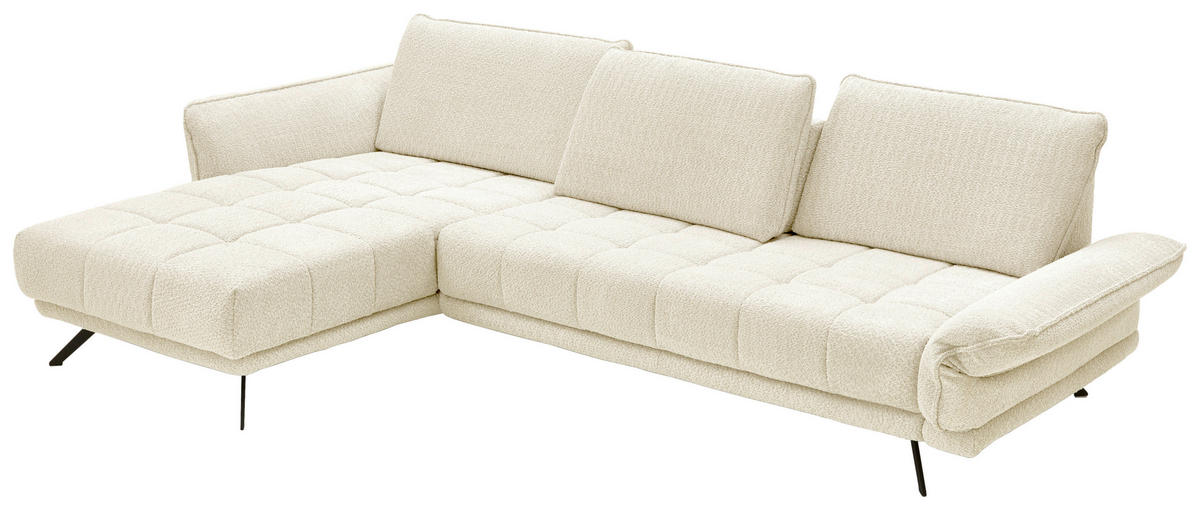 ECKSOFA in Chenille Naturfarben  - Schwarz/Naturfarben, Konventionell, Textil/Metall (178/285cm) - Carryhome