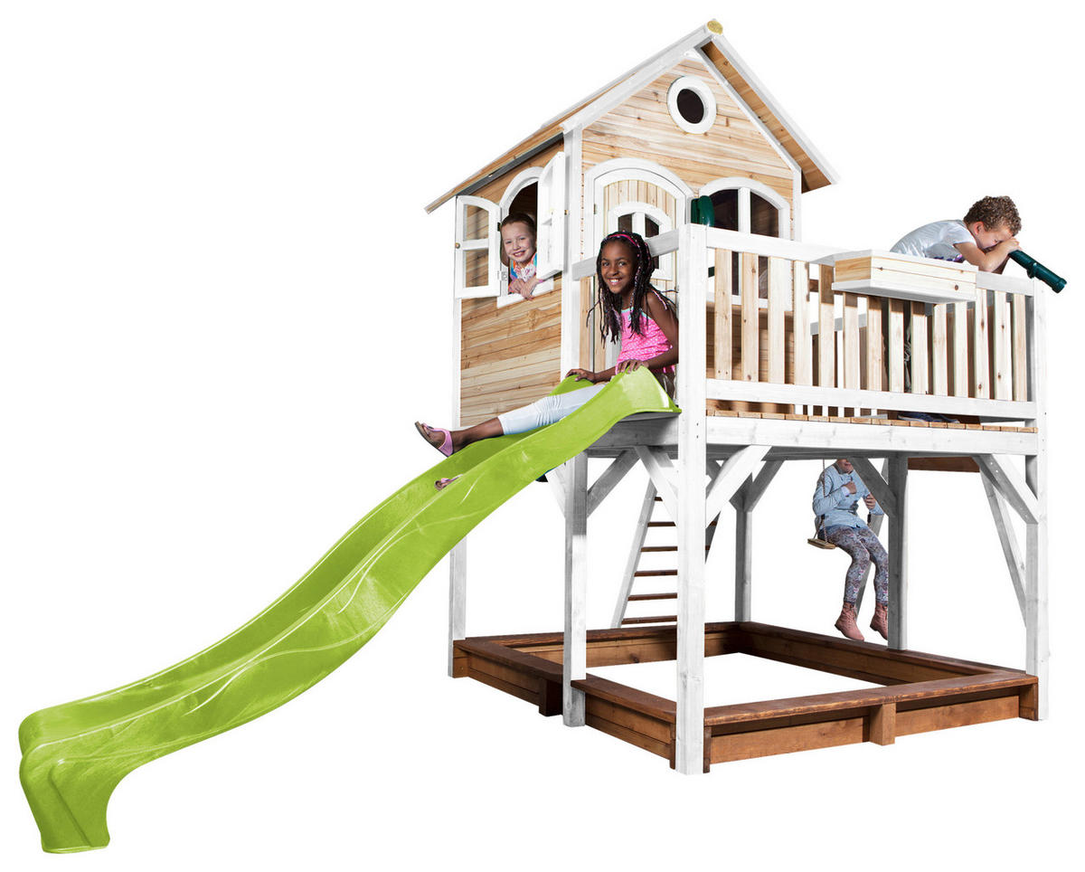 SPIELTURM 541/291/277 cm  - Braun/Weiß, KONVENTIONELL, Holz/Kunststoff (541/291/277cm) - Ambia Garden