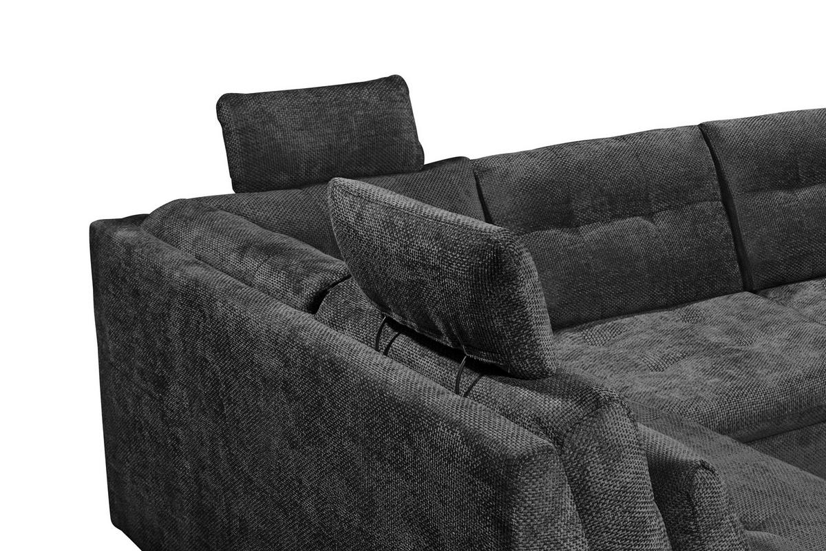 WOHNLANDSCHAFT RONDA Schwarz Webstoff  - Schwarz, Basics, Kunststoff/Textil (218/324/170cm) - Livetastic