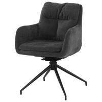 ARMLEHNSTUHL  Sitzfläche 180° drehbar, automatische Rückholfunktion Chenille  Schwarz, Dunkelgrau  - Dunkelgrau/Schwarz, MODERN, Textil/Metall (57.5/82/65cm) - Livetastic