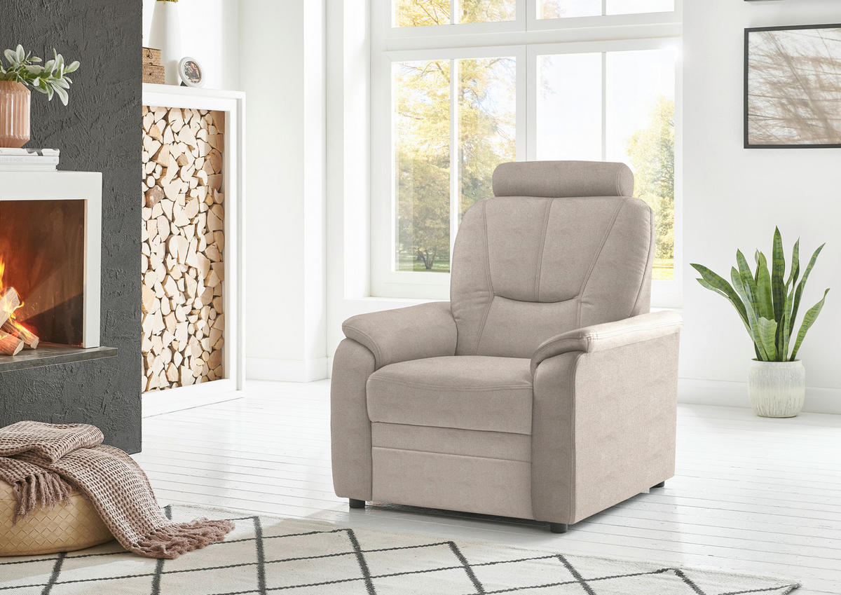 FERNSEHSESSEL in Chenille Beige  - Beige/Schwarz, KONVENTIONELL, Kunststoff/Textil (90/96/89cm) - Beldomo Comfort