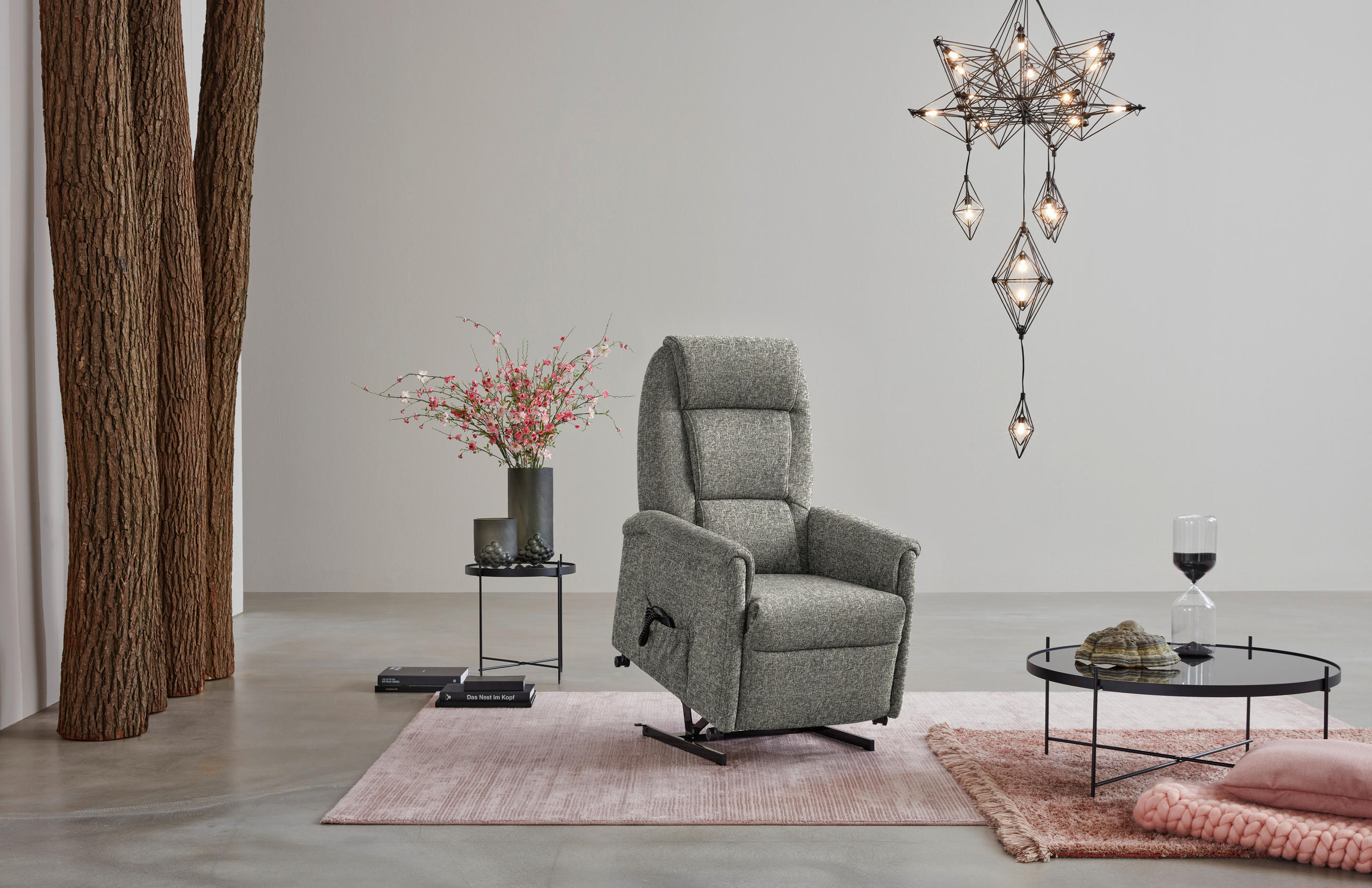 FERNSEHSESSEL in Flachgewebe Greige  - Greige/Schwarz, KONVENTIONELL, Kunststoff/Textil (69/105/82cm) - Himolla