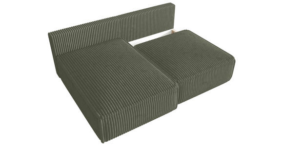 ECKSOFA Olivgrün Cord Zierkissen, Rückenkissen, Schlaffunktion, Rücken echt  - Schwarz/Olivgrün, MODERN, Kunststoff/Textil (153/200cm) - Xora
