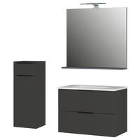 BADEZIMMER 4-teilig  in 132 cm  - Schwarz/Graphitfarben, MODERN, Holzwerkstoff/Stein (132cm) - Germania