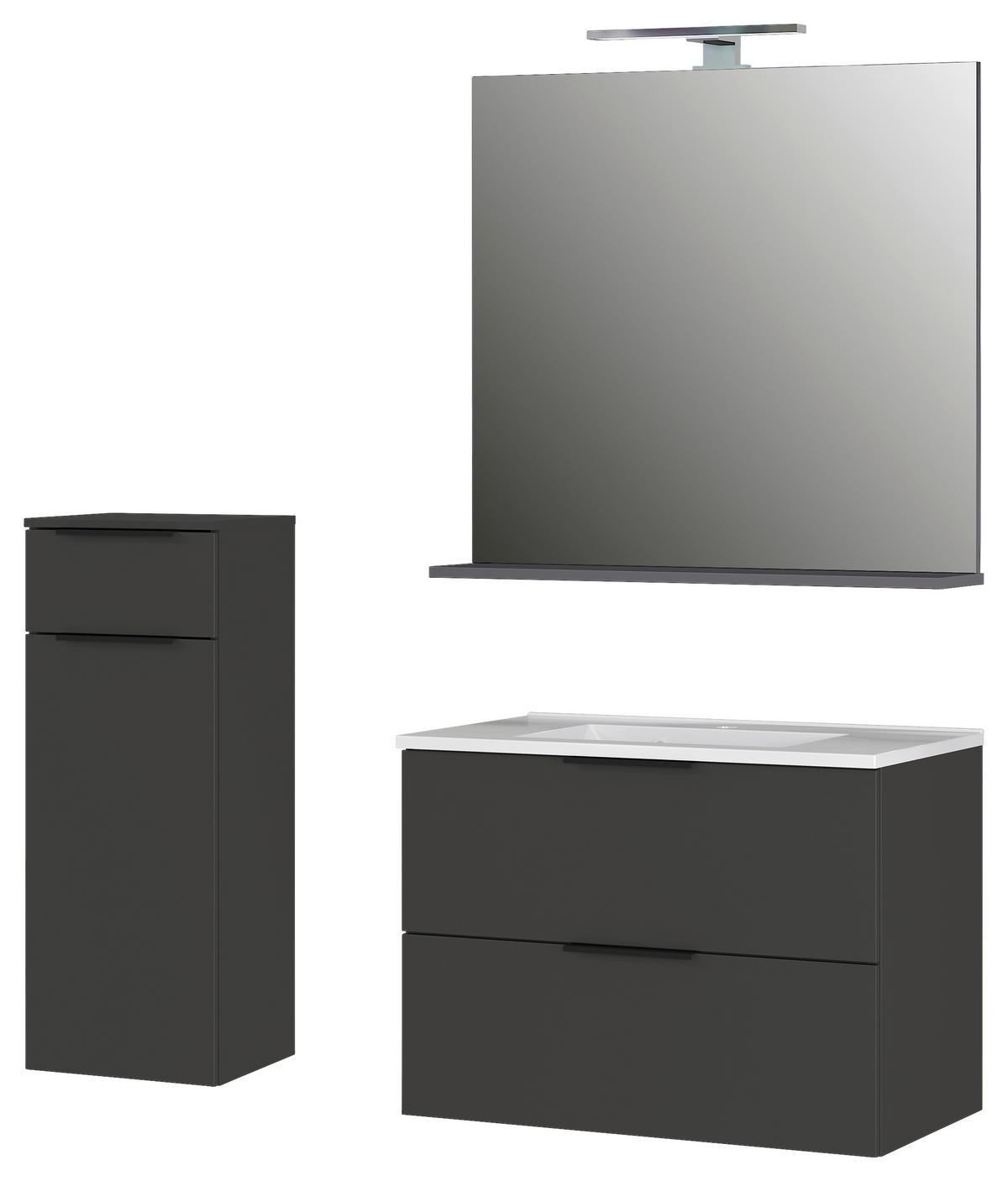 BADEZIMMER 4-teilig  in 132 cm  - Schwarz/Graphitfarben, MODERN, Holzwerkstoff/Stein (132cm) - Germania