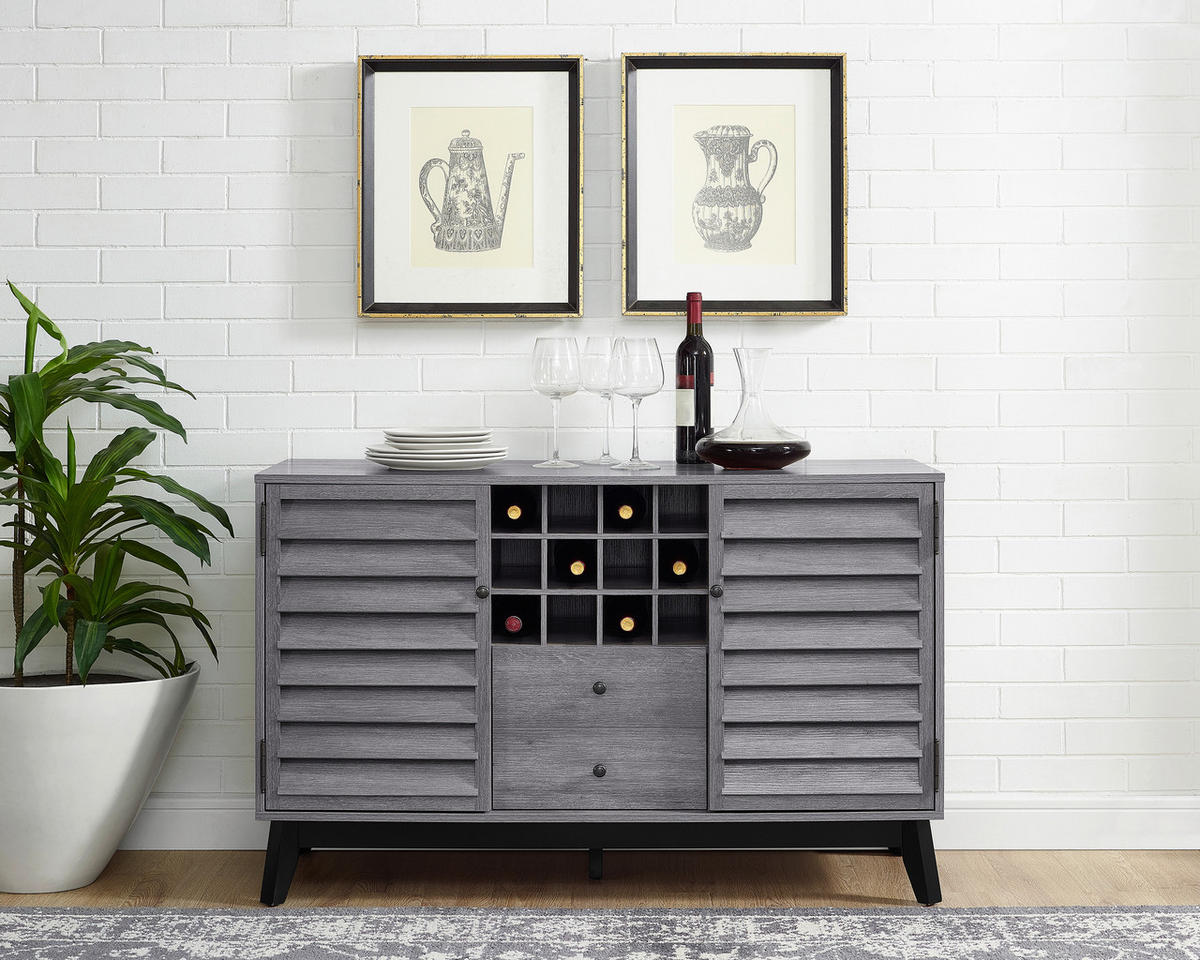 WEINREGAL 120/76/48 cm  - Eichefarben/Eiche grau, Design, Holzwerkstoff/Metall (120/76/48cm) - MID.YOU