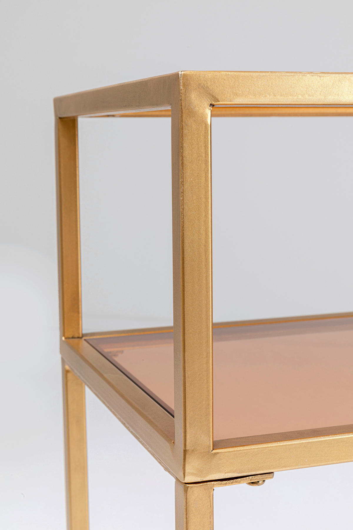 KONSOLENTISCH Goldfarben, Hellbraun  - Hellbraun/Goldfarben, Design, Glas/Metall (85/30/80cm) - Kare-Design